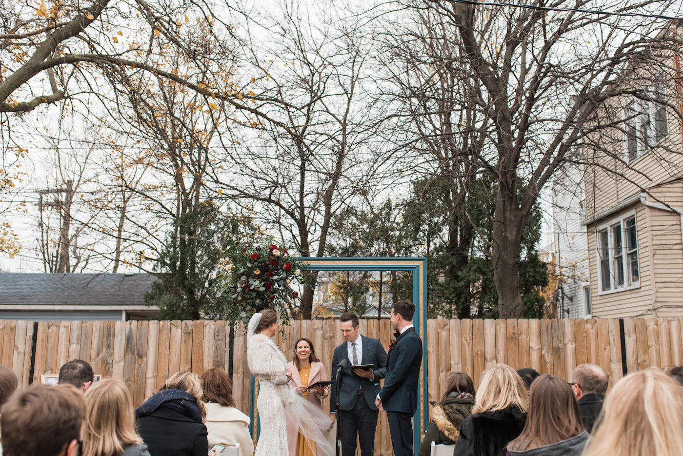 Backyard winter wedding in Chicago