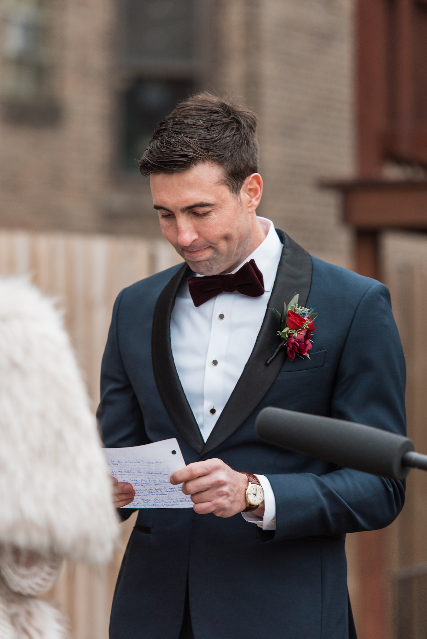 Couple exchanges vows during their outdoor ceremony